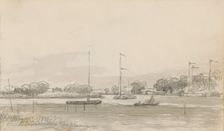 River landscape with sailing ships, c.1803-c.1818. Creator: Arnoldus Johannes Eymer