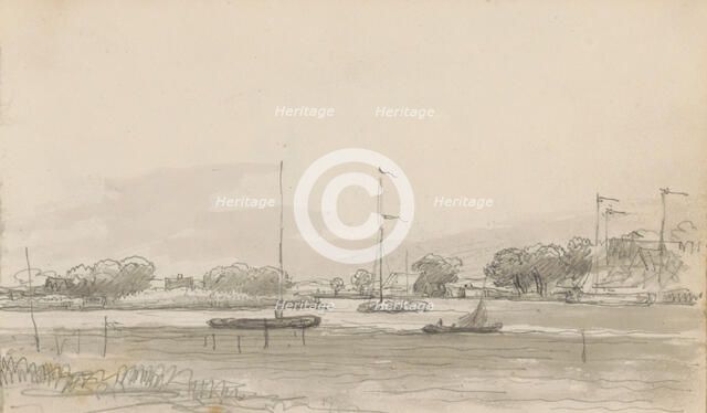 River landscape with sailing ships, c.1803-c.1818. Creator: Arnoldus Johannes Eymer.