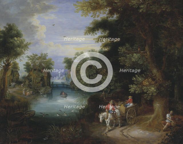 River Landscape with Peasants. Creator: Adriaen van Stalbemt.