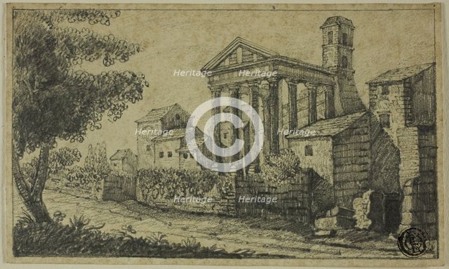 River Landscape with Roman Temple, n.d. Creator: Unknown.