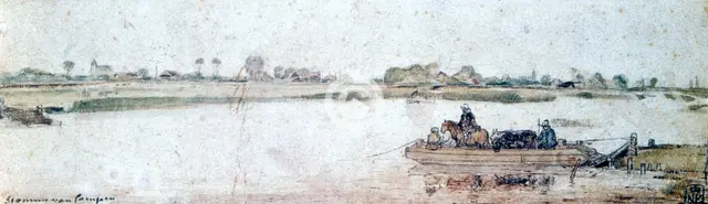 River landscape with rope ferry, early 17th century.  Artist: Hendrick Avercamp
