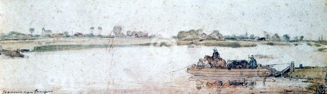 River landscape with rope ferry, early 17th century.  Artist: Hendrick Avercamp
