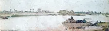 River landscape with rope ferry, early 17th century. Artist: Hendrick Avercamp