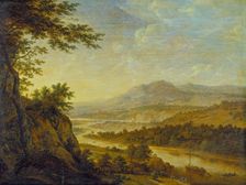 River Landscape with Rise of Cliffs, 1650. Creator: Herman Saftleven the Younger