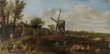 River Landscape with Windmill and boats, 1625. Creator: Jan van Goyen