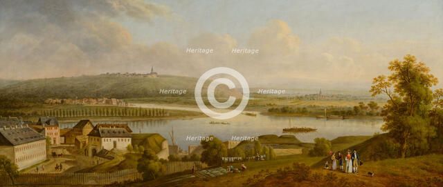 River landscape with the Mouth of the Main into the Rhine near Hochheim. Creator: Schneider, Johann Kaspar (1753-1839).