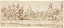 River Landscape with View of St. Peter's Basilica, after 1660. Creator: Giovanni Francesco Grimaldi (Italian, 1606-1680), circle of