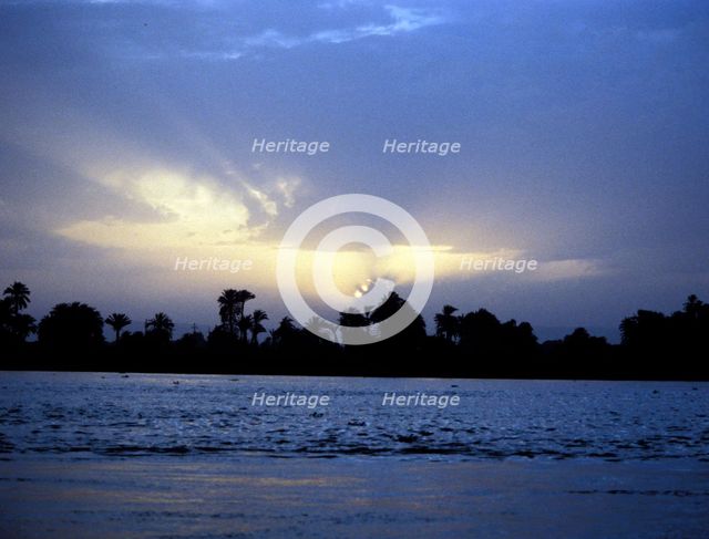 River Nile at sunset, Egypt. Artist: Unknown