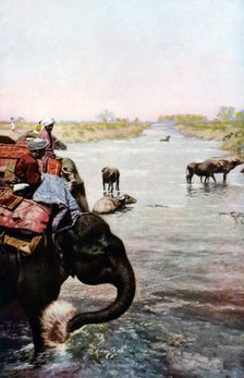 River scene, Central India, c1930s. Artist: Edward E Long
