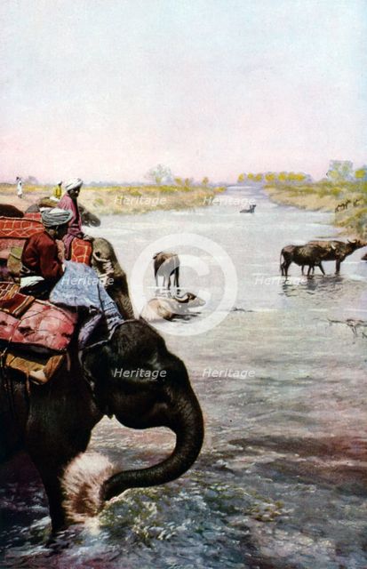 River scene, Central India, c1930s. Artist: Edward E Long