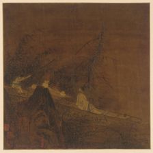 River scene: a boat among wild bamboo, Ming dynasty, 1368-1644. Creator: Unknown