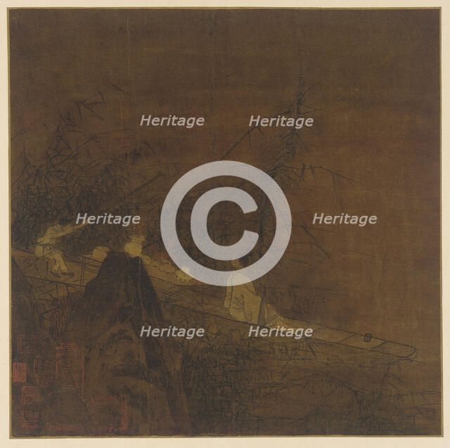 River scene: a boat among wild bamboo, Ming dynasty, 1368-1644. Creator: Unknown.