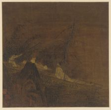 River scene: a boat among wild bamboo, Ming dynasty, 1368-1644. Creator: Unknown