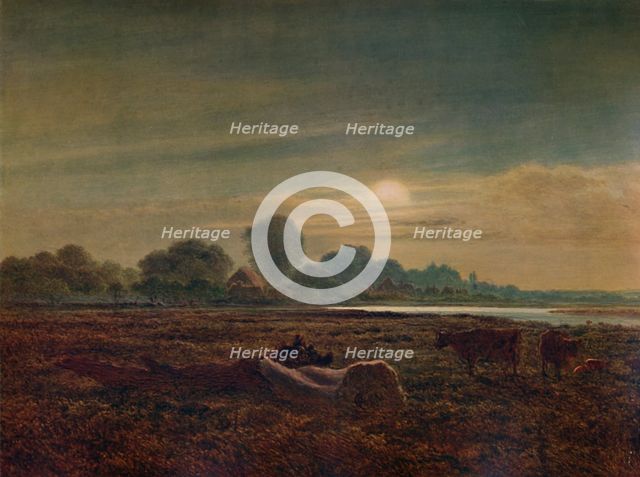 'River Scene by Moonlight, with Cattle', 1879, (1935). Artist: Arthur Gilbert.