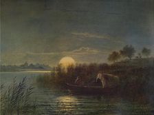 River Scene by Moonlight, with Boat 1879, (1935). Artist: Arthur Gilbert