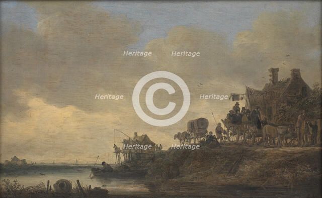 River Scene with the "Swan" Tavern, 1646. Creator: Jan van Goyen.