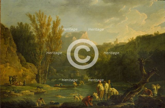 River Scene with Bathers, 1768-1770. Artist: Claude-Joseph Vernet.