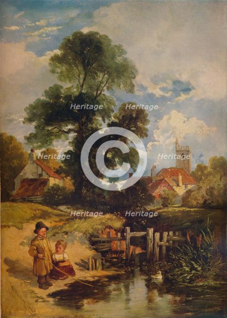 'River Scene with Children (The Young Anglers)', 1843. Artist: William James Muller.