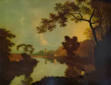 River Scene, with Figure on Bank c1779, (1938). Artist: Richard Wilson