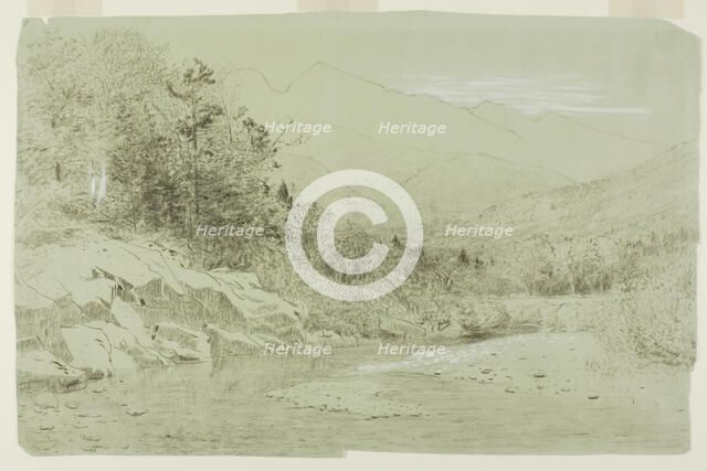 River Stream with Mountains in the Distance, 1856/92. Creator: Alexander Helwig Wyant.
