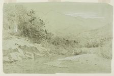 River Stream with Mountains in the Distance, 1856/92. Creator: Alexander Helwig Wyant
