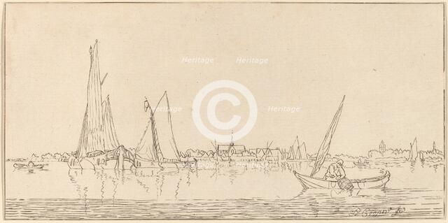 River with Town, 1775. Creator: Bernhard Schreuder.
