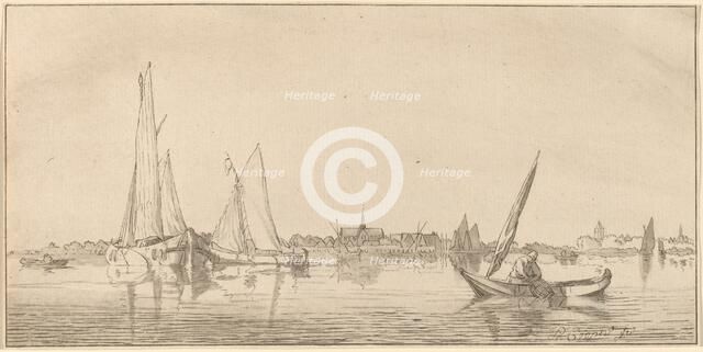 River with Town, 1775. Creator: Bernhard Schreuder.