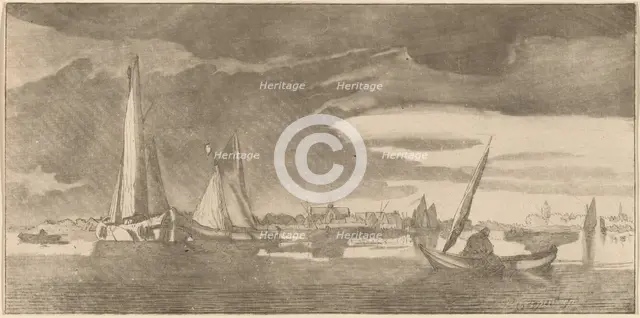 River with Town, 1775. Creator: Bernhard Schreuder.