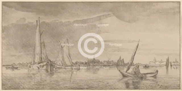 River with Town, 1775. Creator: Bernhard Schreuder.