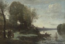 River with a Distant Tower, 1865. Creator: Jean-Baptiste-Camille Corot