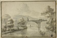 River with Arched Bridge and Boat, n.d. Creator: Herman van Swanevelt