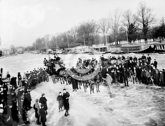 River Thames frozen near Oxford, Oxfordshire, 1895. Artist: Henry Taunt.