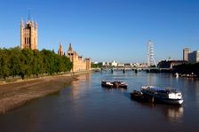 River Thames, Houses of Parliament and The London Eye, London. Creator: Peter Thompson