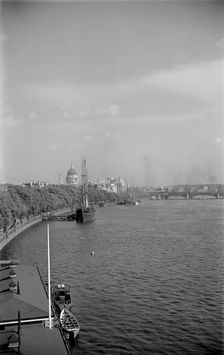 River Thames towards St Paul's Cathedral from Waterloo Bridge, c1945-c1965. Artist: SW Rawlings