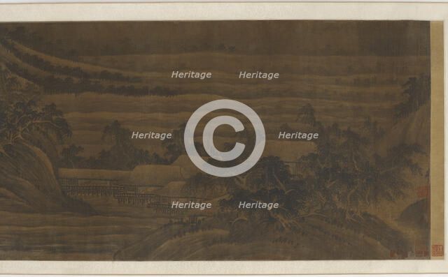 River Valley with houses and temples, Ming dynasty, 15th-16th century. Creator: Unknown.