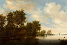 River View with a Man Hunting Ducks. Creator: Salomon Ruysdael