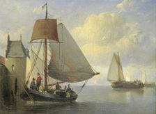 River view with a rampart tower inspired by the Camperveerse tower in Veere, 1855. Creator: Antonie Waldorp