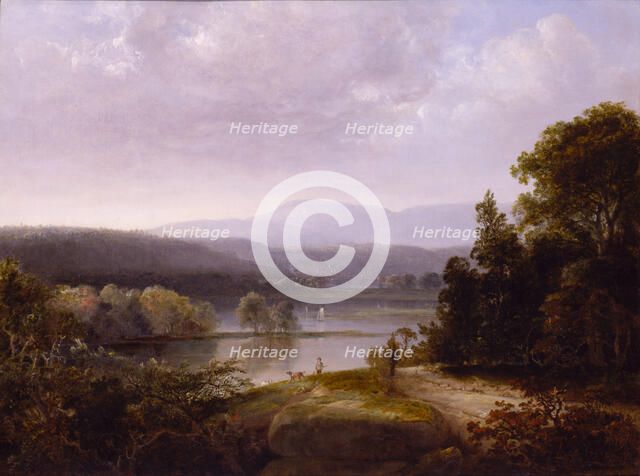 River View with Hunters and Dogs, ca. 1850. Creator: Thomas Doughty.