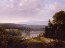 River View with Hunters and Dogs, ca. 1850. Creator: Thomas Doughty