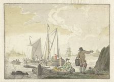 River view with ships, 1723-1760. Creator: Nicolaas Aartman