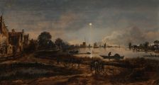 River View by Moonlight, c.1650-c.1655. Creator: Aert van der Neer