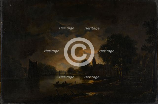 River View by Moonlight, c.1850-c.1875. Creator: Unknown.