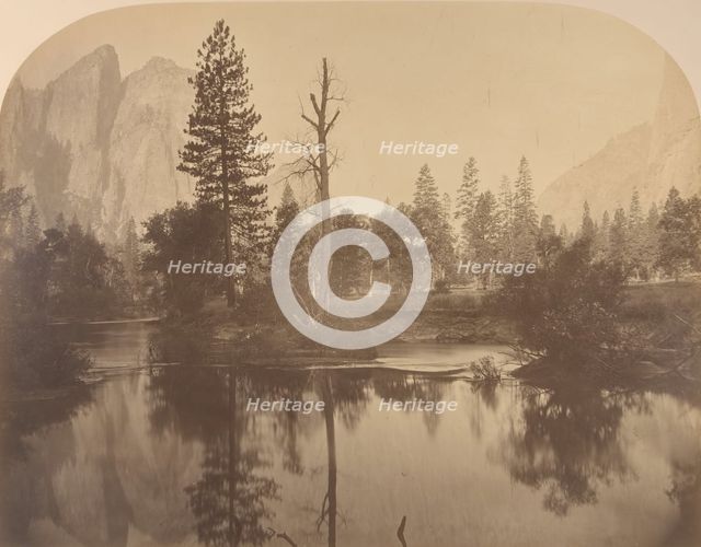 River View Down Valley, Cathedral Rock on Left, 1861. Creator: Carleton Emmons Watkins.