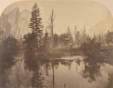 River View Down Valley, Cathedral Rock on Left, 1861. Creator: Carleton Emmons Watkins