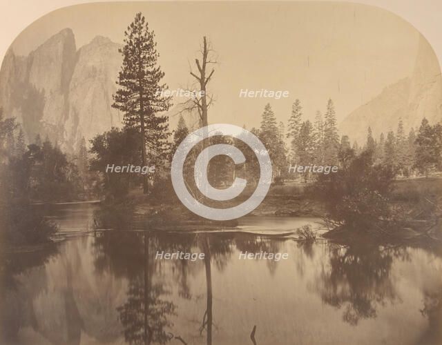 River View Down Valley, Cathedral Rock on Left, 1861. Creator: Carleton Emmons Watkins.