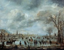 River view in the winter 17 century. Artist: Aert van der Neer