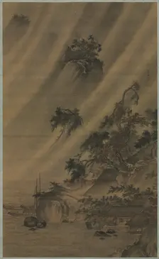 River Village in a Rainstorm, c. 1480-1507. Creator: Lu Wenying (Chinese)