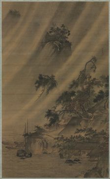 River Village in a Rainstorm, c. 1480-1507. Creator: Lu Wenying (Chinese)