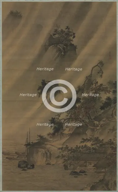 River Village in a Rainstorm, c. 1480-1507. Creator: Lu Wenying (Chinese).