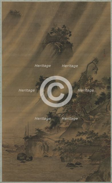 River Village in a Rainstorm, c. 1480-1507. Creator: Lu Wenying (Chinese).